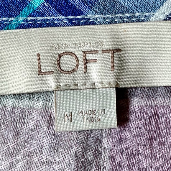 "LOFT", blue plaid, pull over tunic, M - Picture 9 of 9